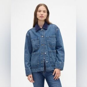 GAP Blue Denim Jean Jacket with Dark Blue Collar